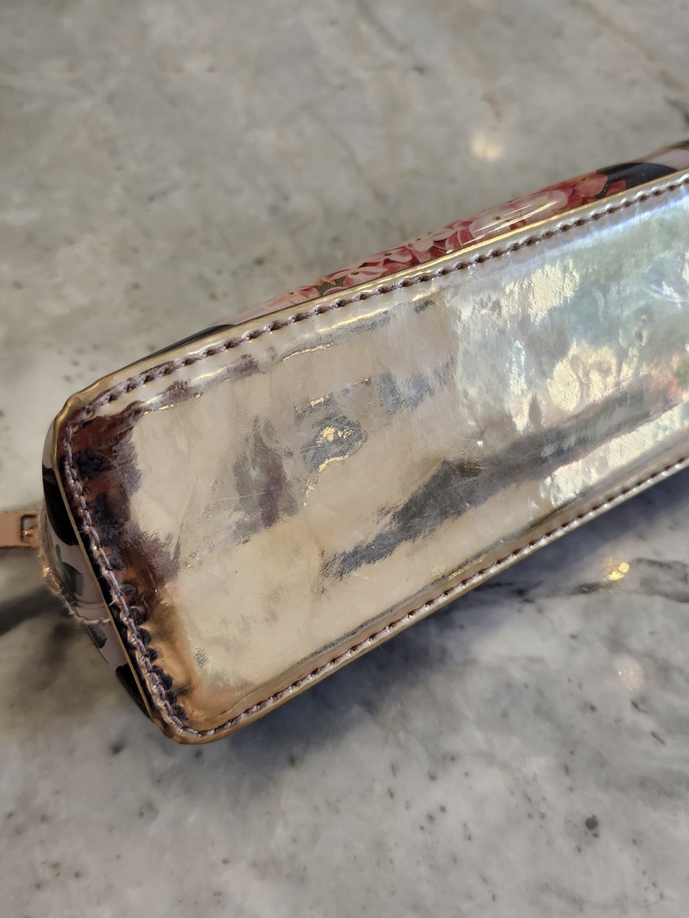 Ted Baker Isle Palace Gardens Pencil Case Dusky Pink Floral Rose Gold - Picture 4 of 8